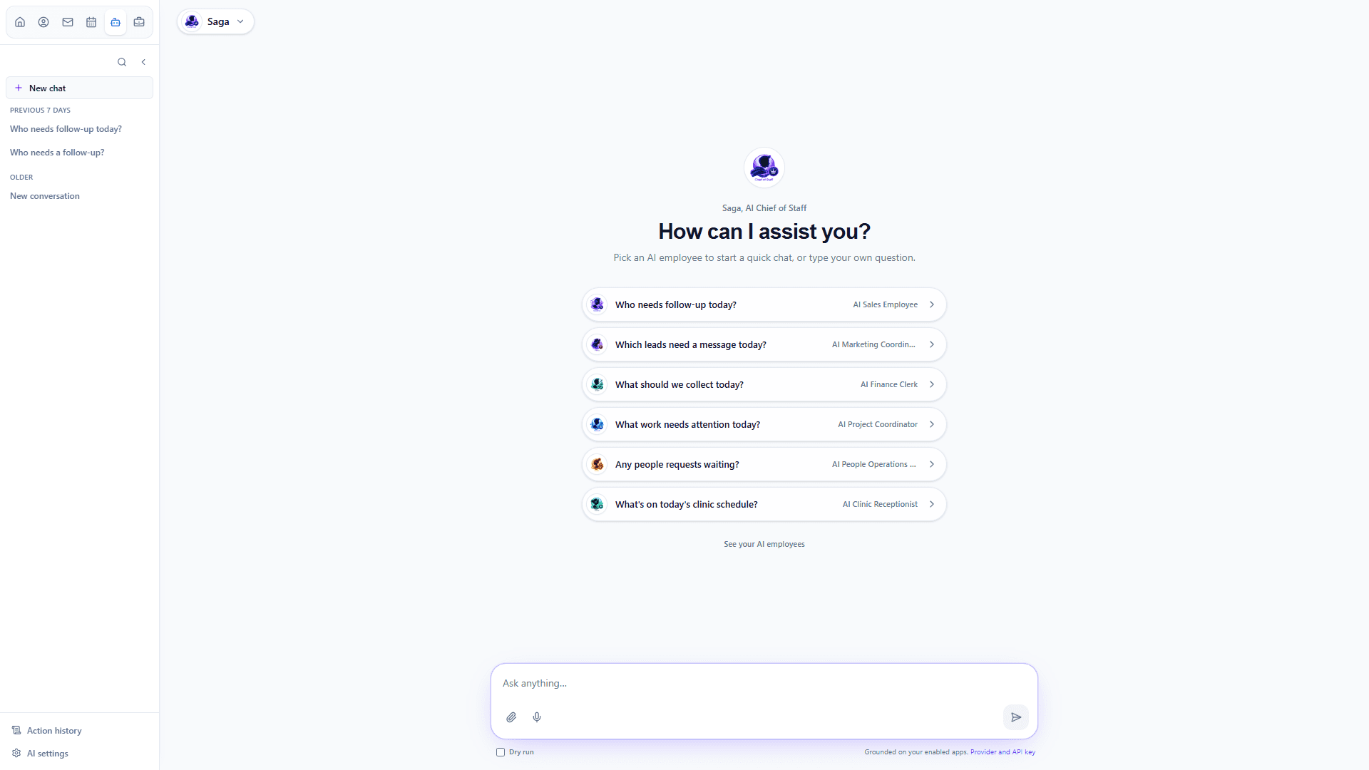 The assistant works in your workspace